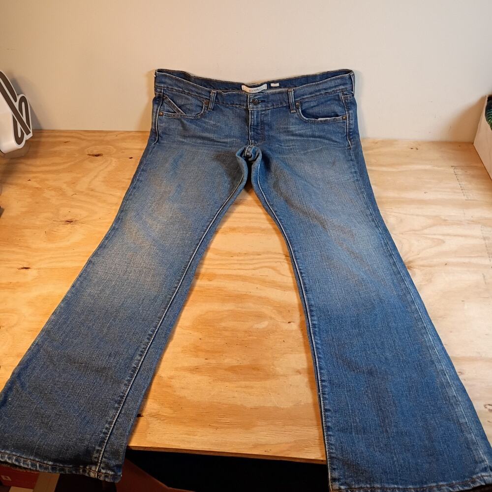 Old Navy Womens Ultra Low Waist Stretch Jeans Size 10 Blue Denim Distressed